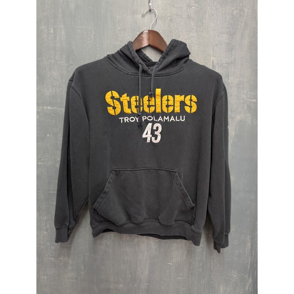 Vintage NFL Pittsburgh Steelers #43 Troy Polamalu Hoodie Size Large Black